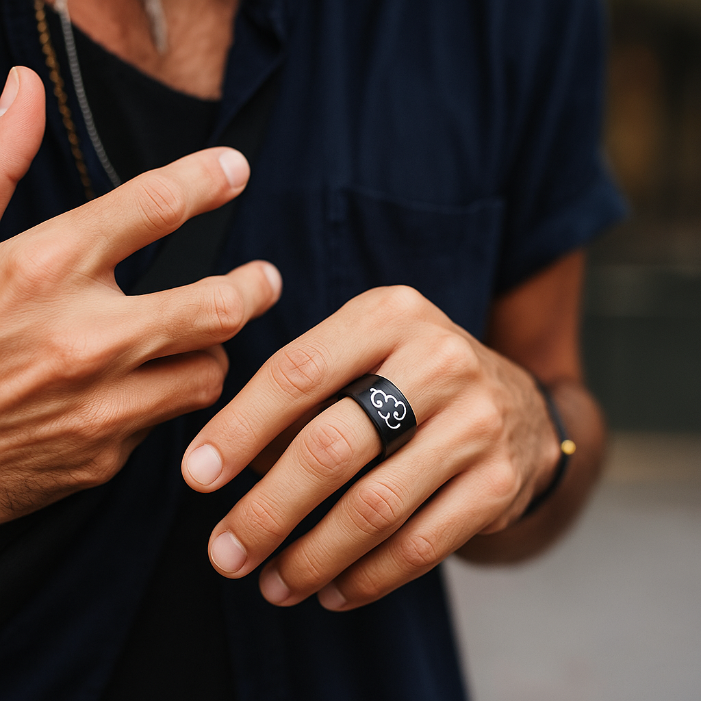 Naruto Edelstahlring mit Konoha-Symbol